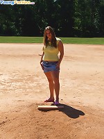 Cute college fatty flashes pussy at baseball field