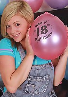 Busty teen Tegan celebrates her 18th Birthday by losing her clothes!