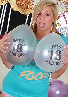 Busty teen Tegan celebrates her 18th Birthday by losing her clothes!