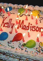 Kelly celebrates her birthday and gets all messy with cake and cream.