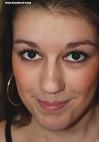 Brand new gorgeous internet teen model with big melons shows off her shaved pussy