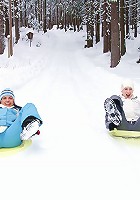 Two lesbians playing in the snow