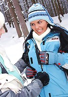 Two lesbians playing in the snow