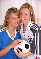 Two blonde friends toying pussies