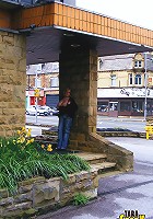 More outdoors flashing from tara sparx wearing jeans and a top