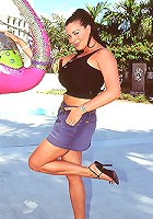 Huge natural chests and lovely teenager peaches washes her automobile outdoor ass cheeks outback mother-naked.