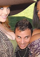 2 hot fucking black and white babes share their hot big tits and black ass in these outdoor public park fucking picnic fucking pics